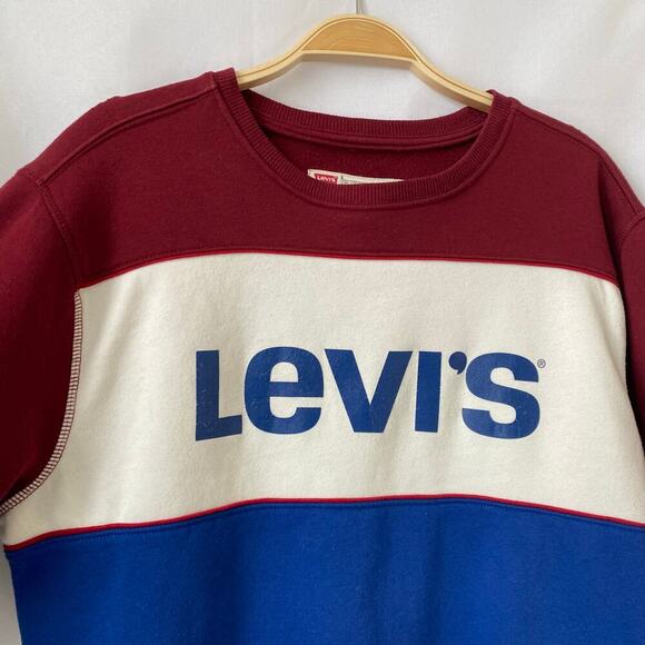 Vintage Levi's Bernal Sweatshirt Men S Retro Y2K Colorblock Blue White Maroon - Picture 3 of 8